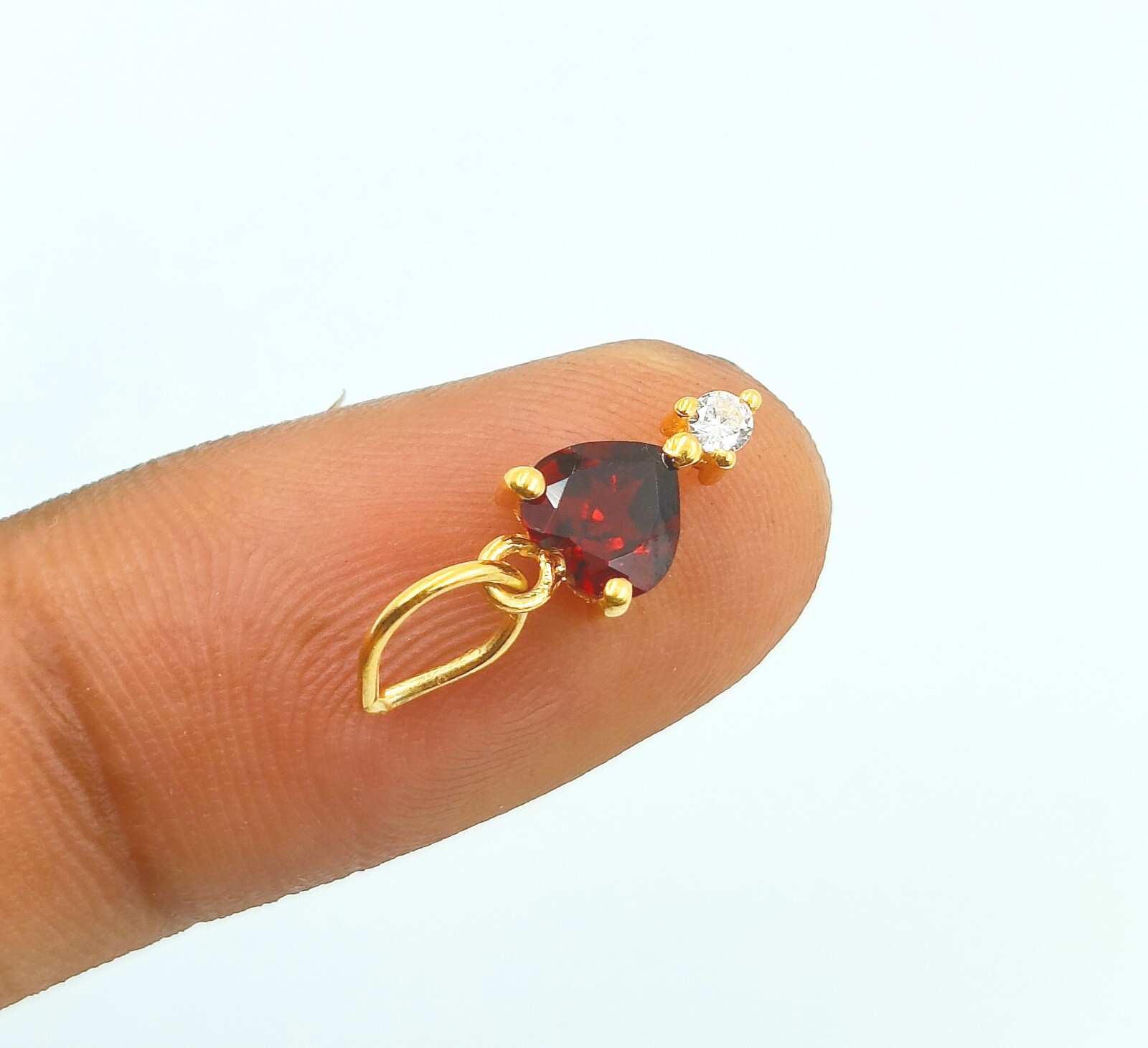 Natural Garnet Charms Pendant 18k Gold Handmade Pendant, Gold Garnet Pendant
