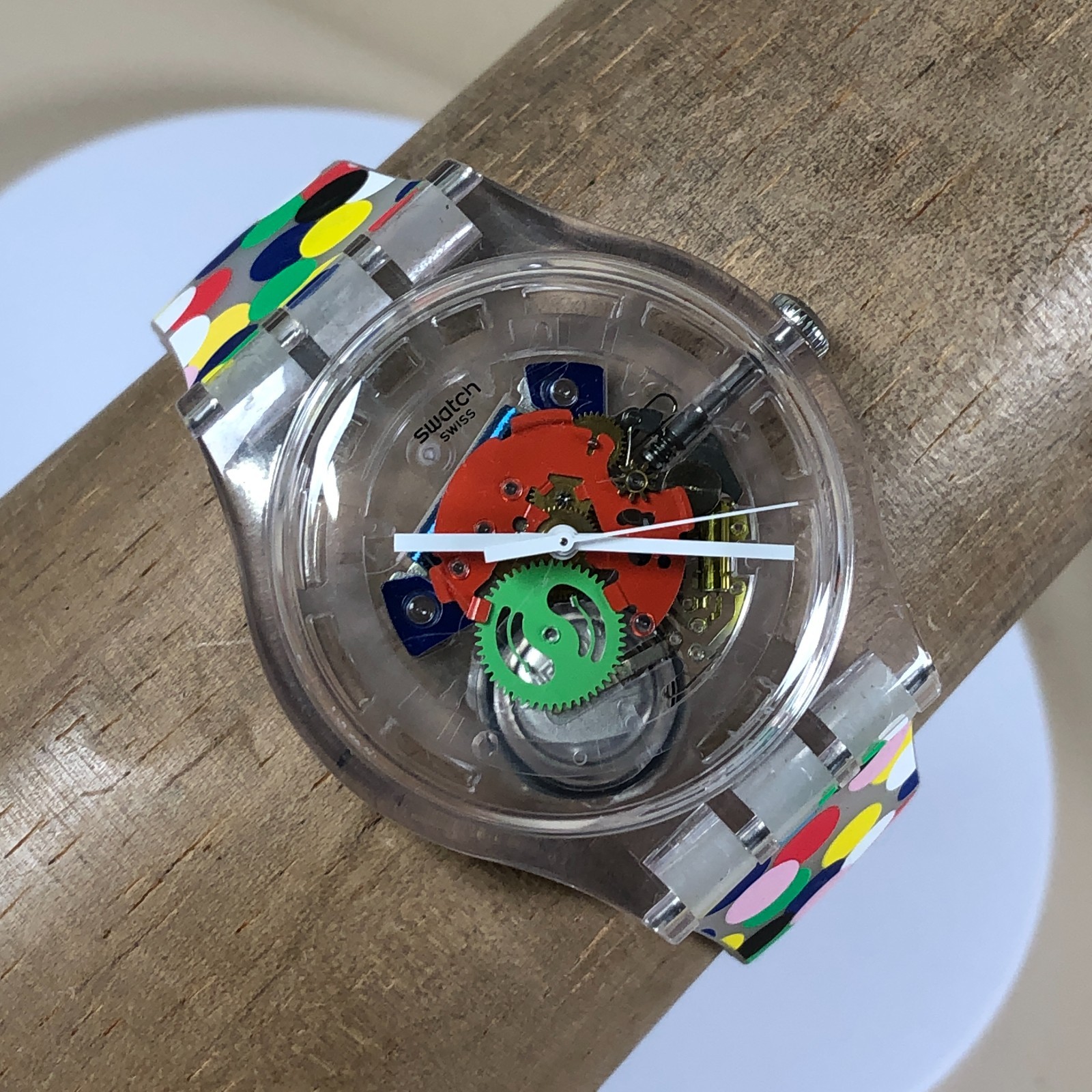 Swatch Unisex Dress Skeleton Dial Spot The Dot Plastic Band Quartz 40mm Watch 8″