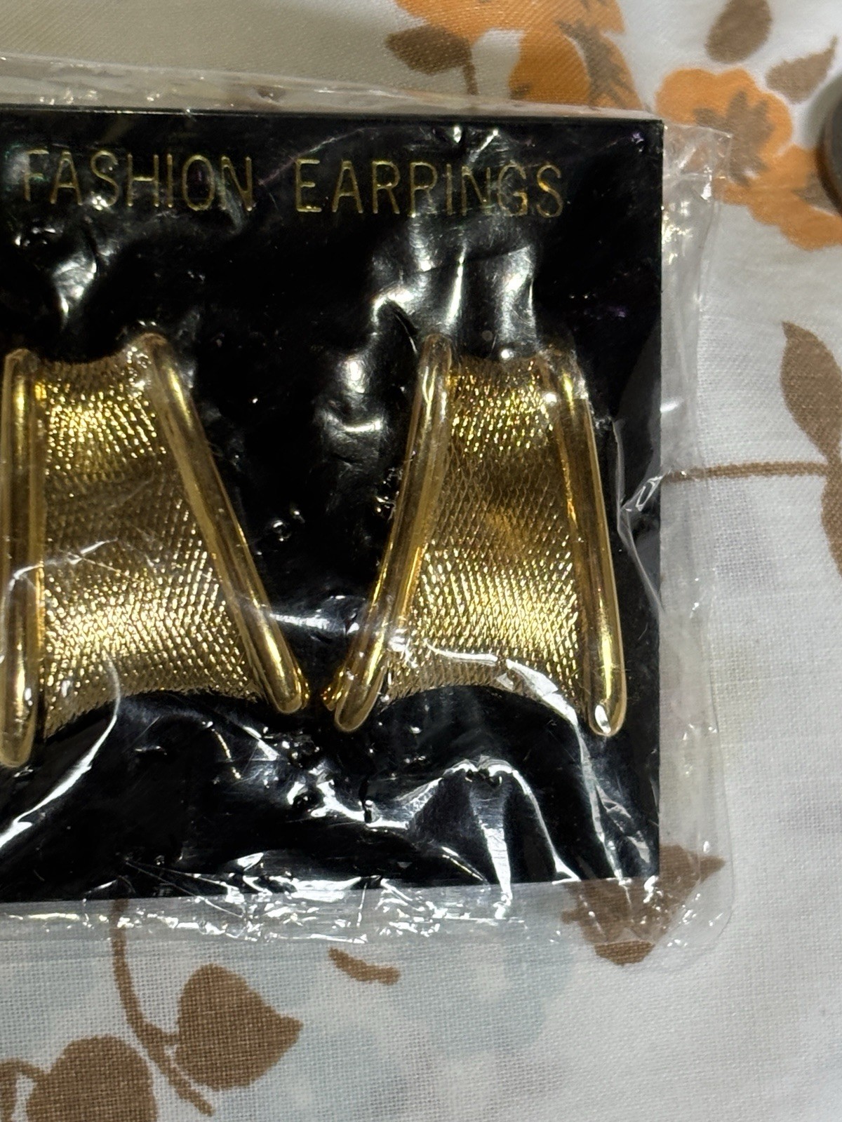 Vintage Gold Tone Textured Triangle Post Earrings NOS 80s Statement