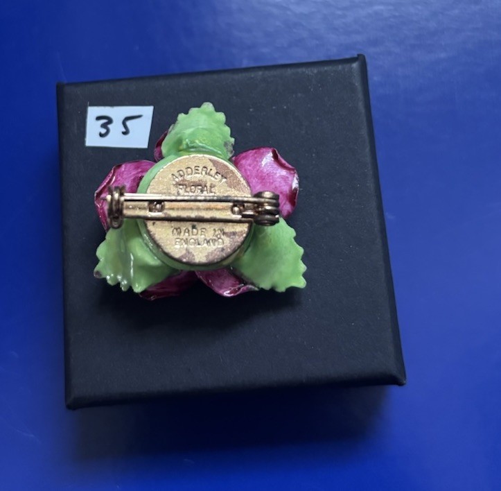 Vintage Porcelain Brooch with Floral Design Bone China, Made in England