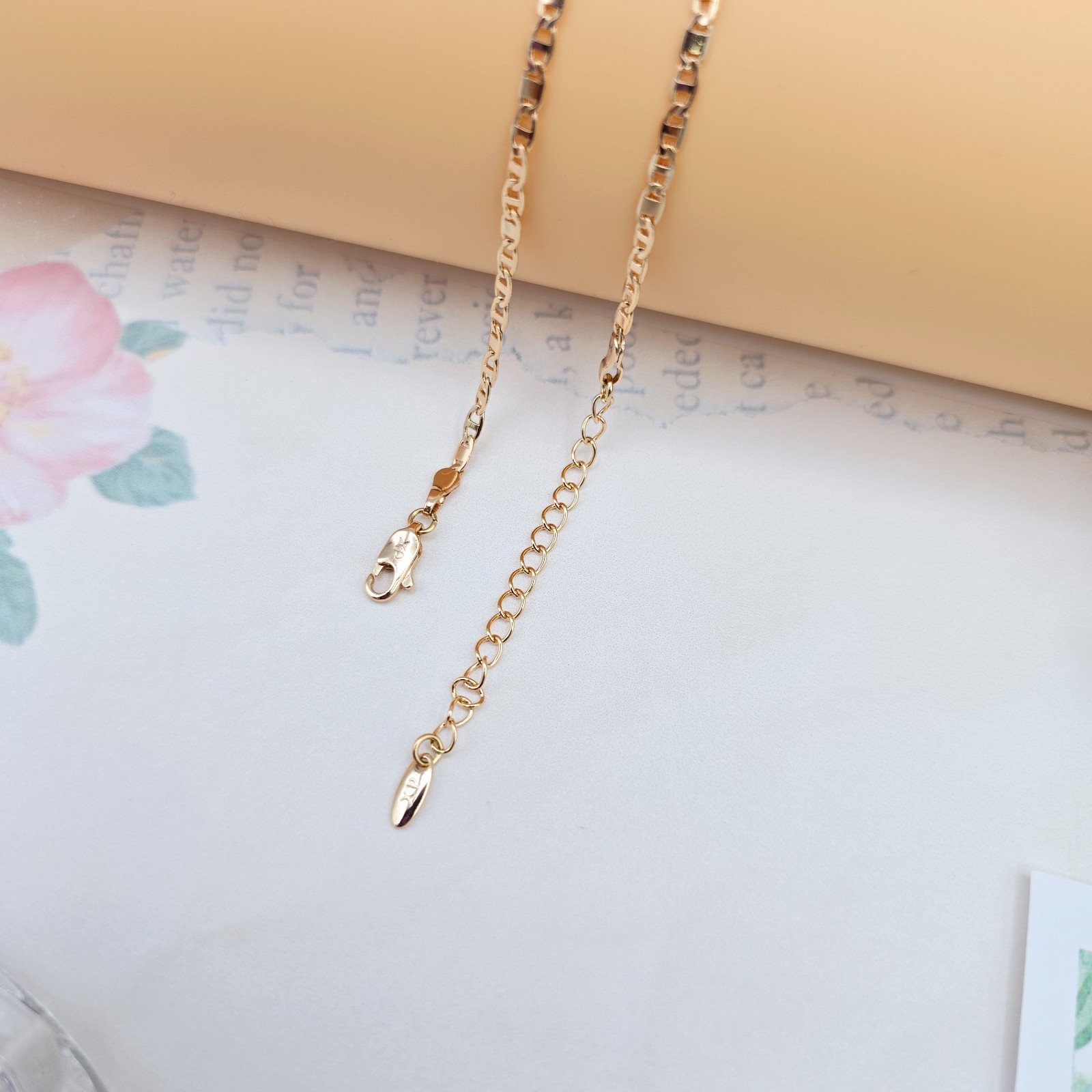 with Polished Flat Links – 45+5cm Adjustable, XPNL0046 Rose Gold Chain Necklace