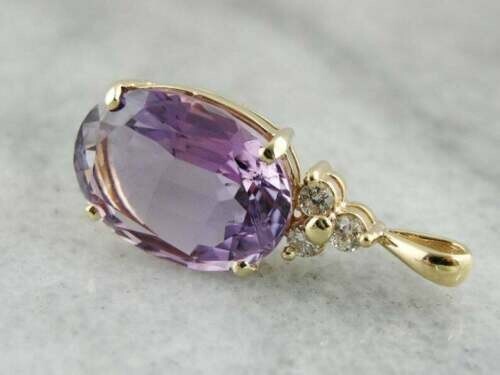 2.50Ct Oval Cut Amethyst Solitaire Pendant 14K Yellow Gold Finish 18″ Free Chain