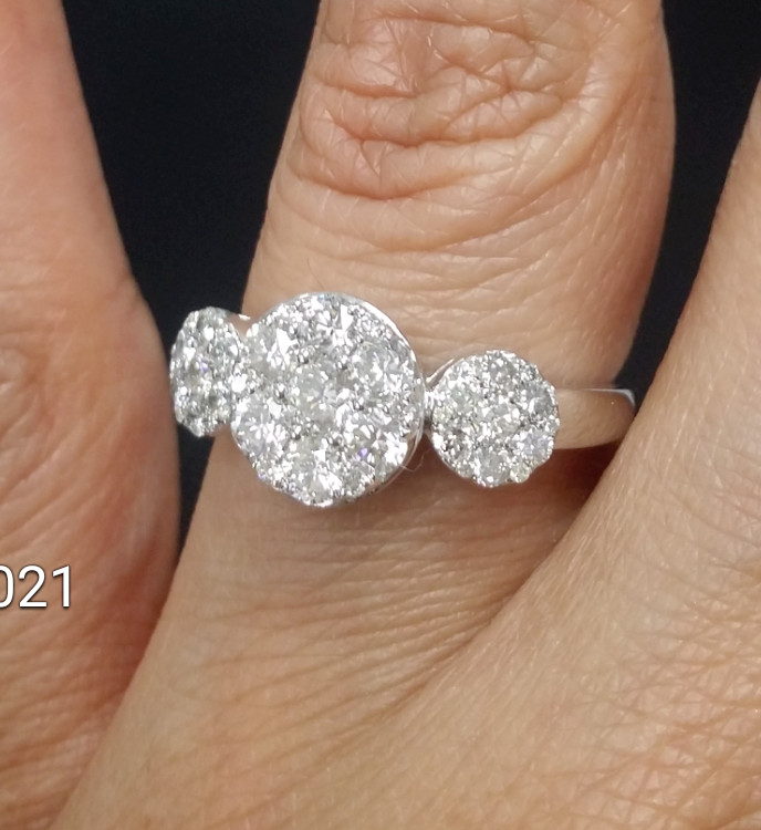 DEAL!1.05CT NATURAL ROUND DIAMOND CLUSTER PAST PRESENT FUTURE RING 10K GOLD.