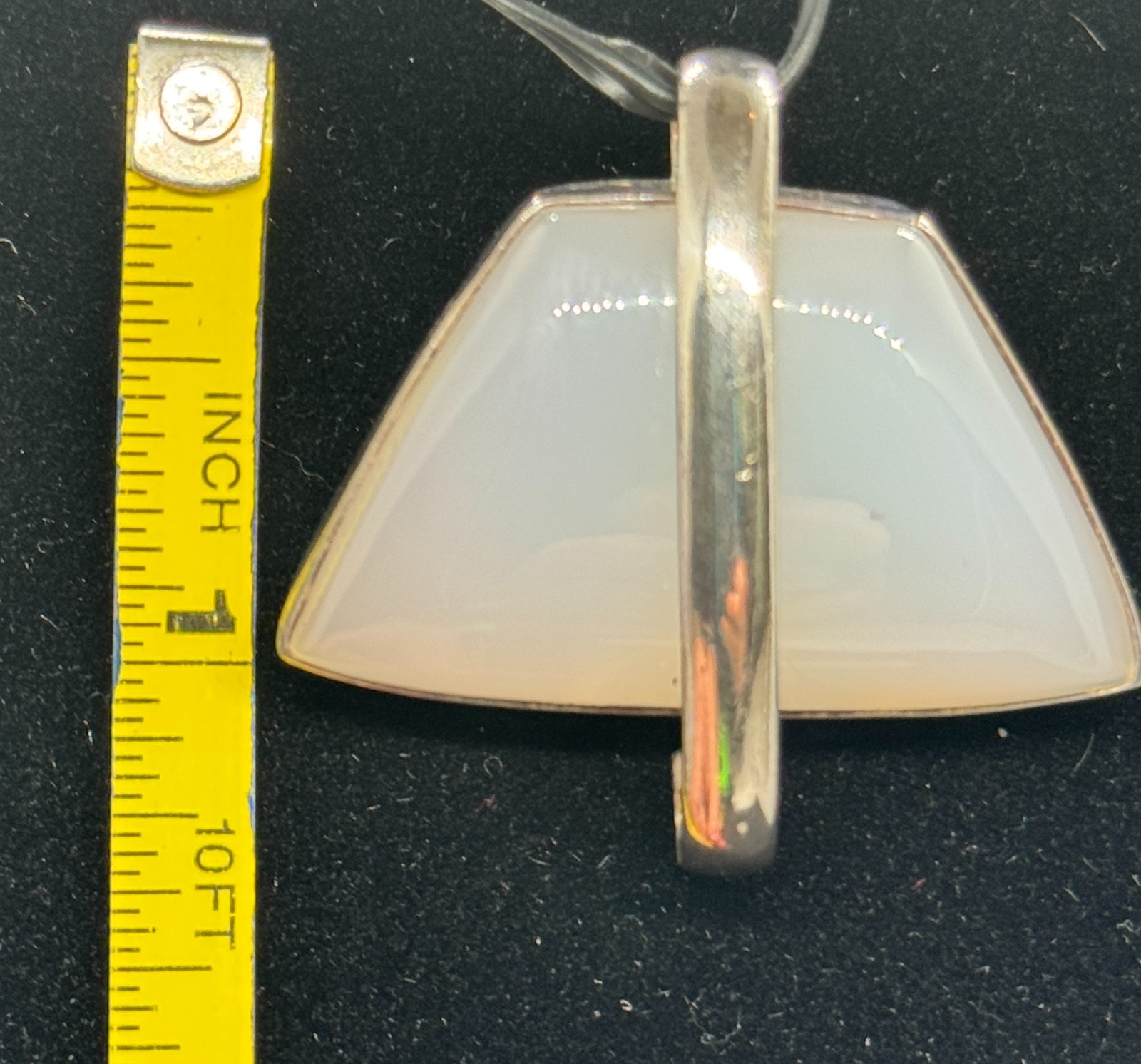 925 Sterling Silver White Opalite Geometric Pendant Modern Statement Charm