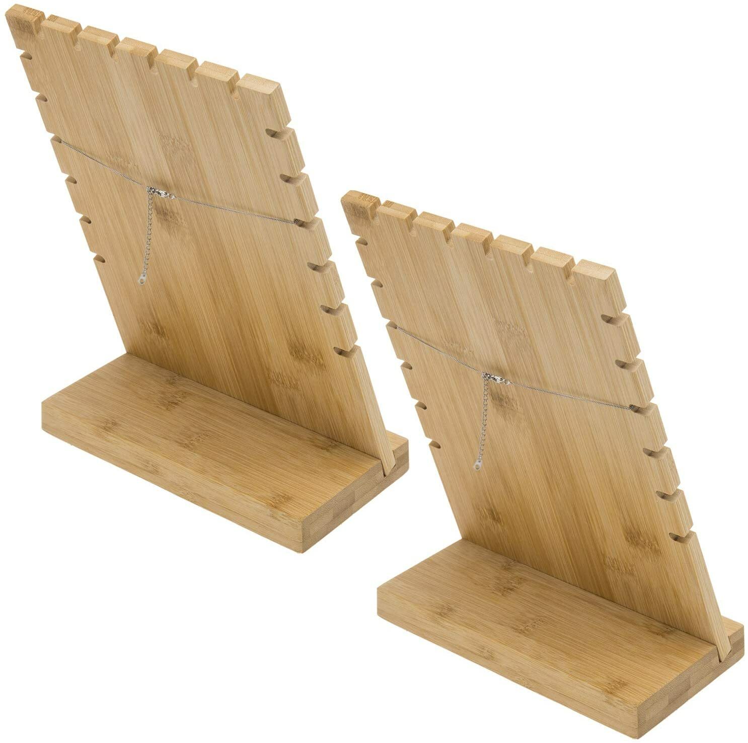Tabletop Bamboo & White Panel Jewelry Display Board, Necklace Holder, Set of 2