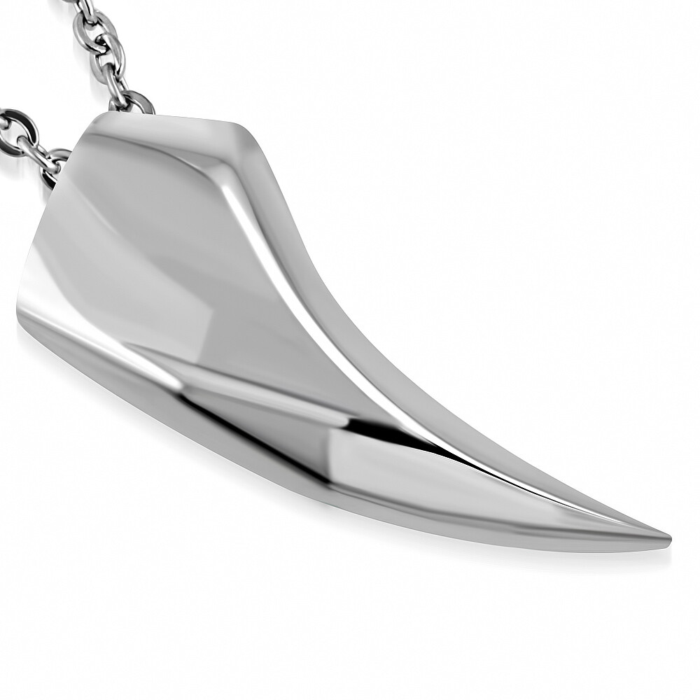 MENS STAINLESS STEEL WOLF TOOTH SHAPED PENDANT + 1 CHAIN PPP065