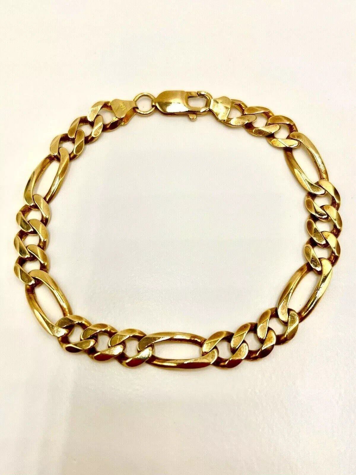 7.5 inch Men Women Miami Cuban Curb Link 14K Solid Yellow Gold Plated