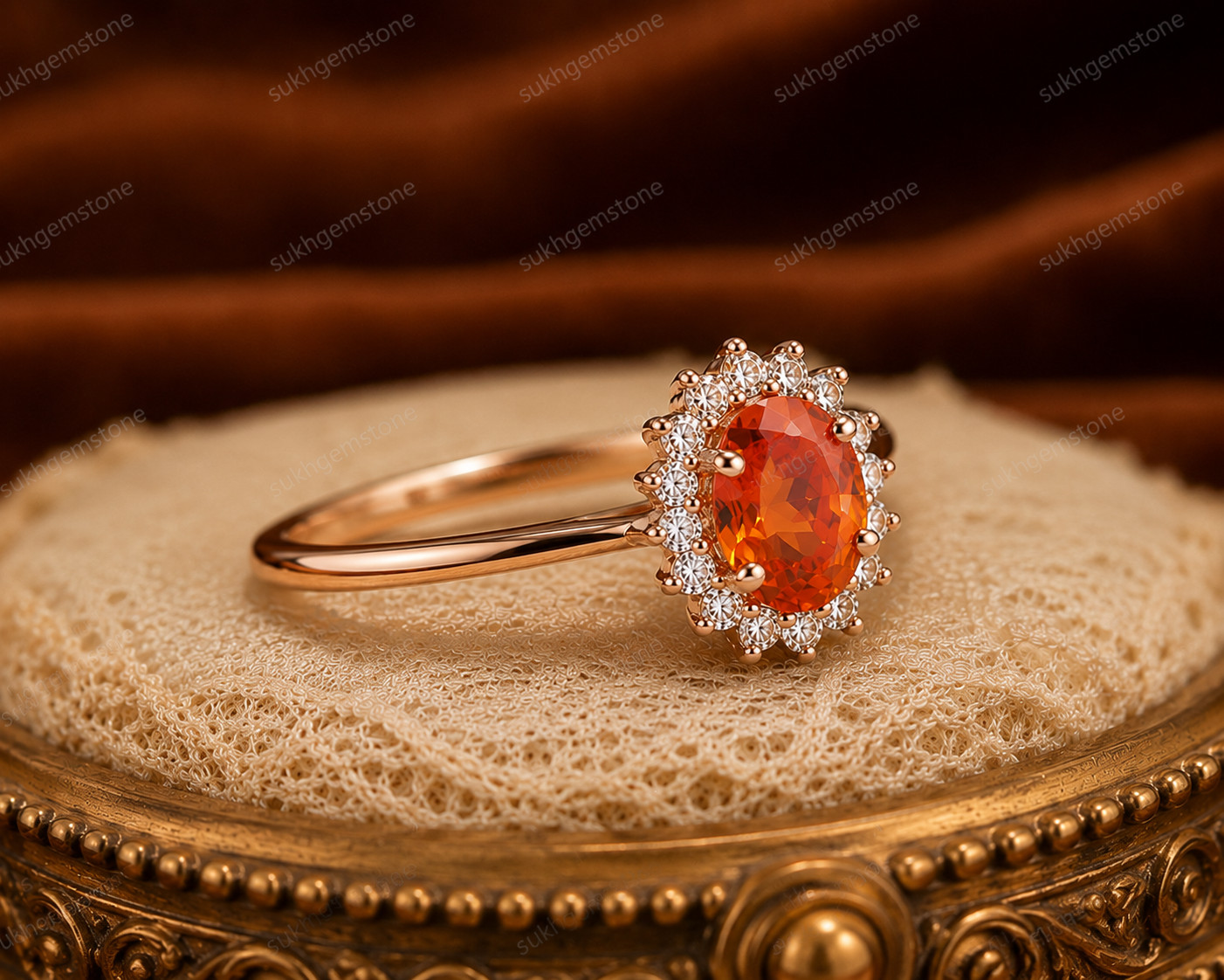 Lab Created Citrine Ring, Base Metal: Brass Finish: Gold Plated, Gift For Her