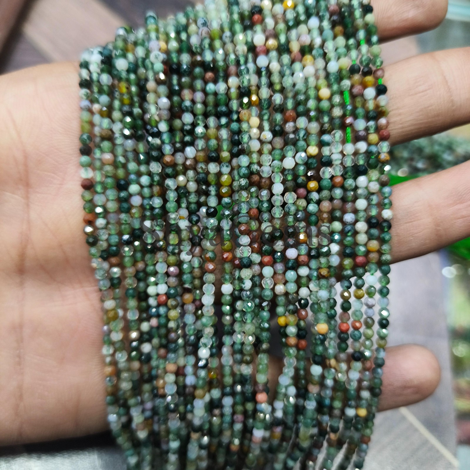 Multi Agate 2mm Faceted Necklace, Colorful Gemstone Beaded Necklace, Dainty Min