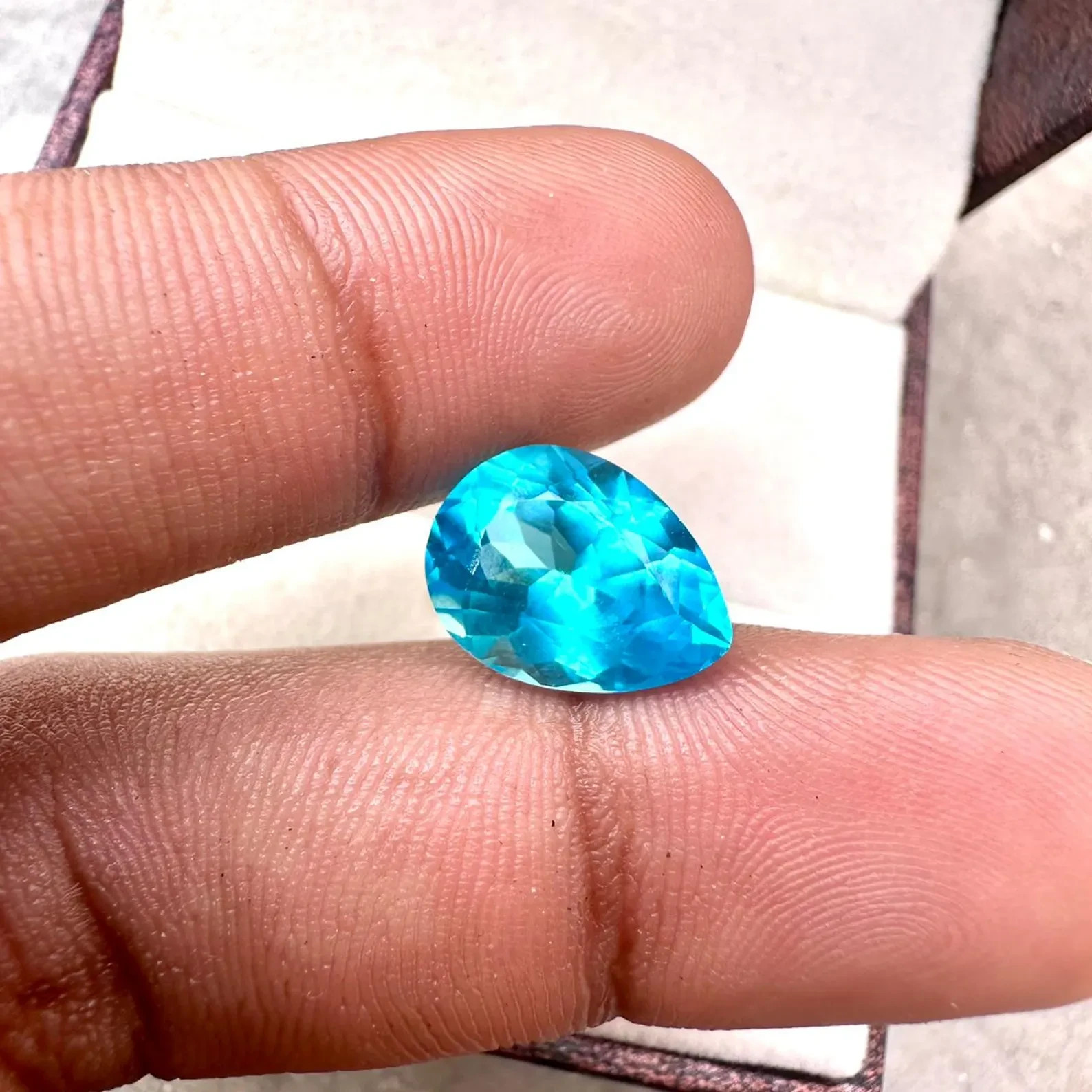 9.54 Ct Natural Certified Neon Blue Paraiba Tourmaline Pear Cut Loose Gemstone