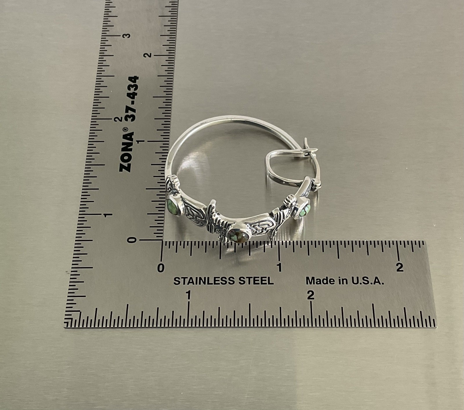 Triple Cowgirl Boot & 2.0 CTW Turquoise 1.25″ Hoop Earrings 925 Sterling Silver