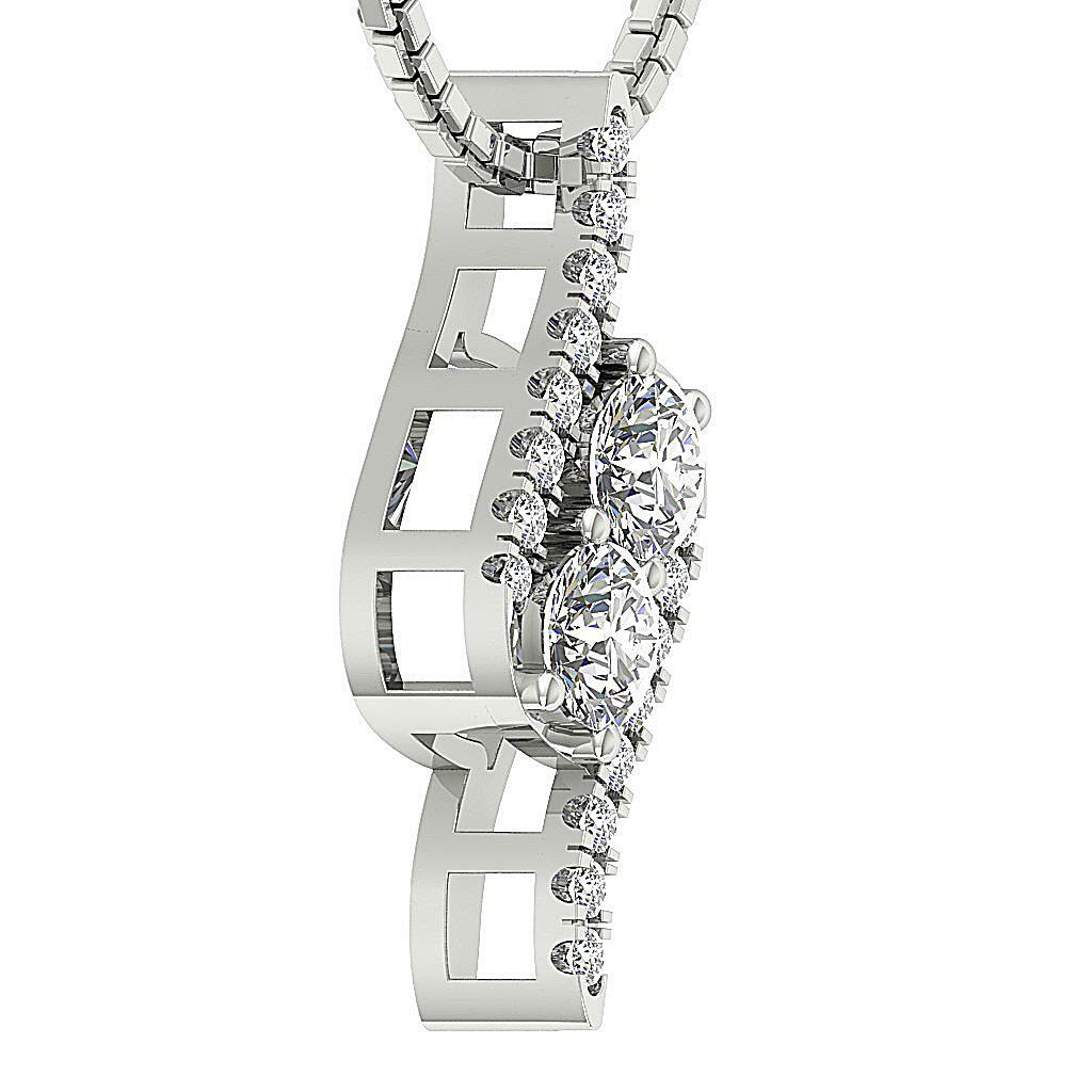 Forever Us Two Stone Fashion Pendant I1 G 0.50 Ct Natural Diamond 14K White Gold