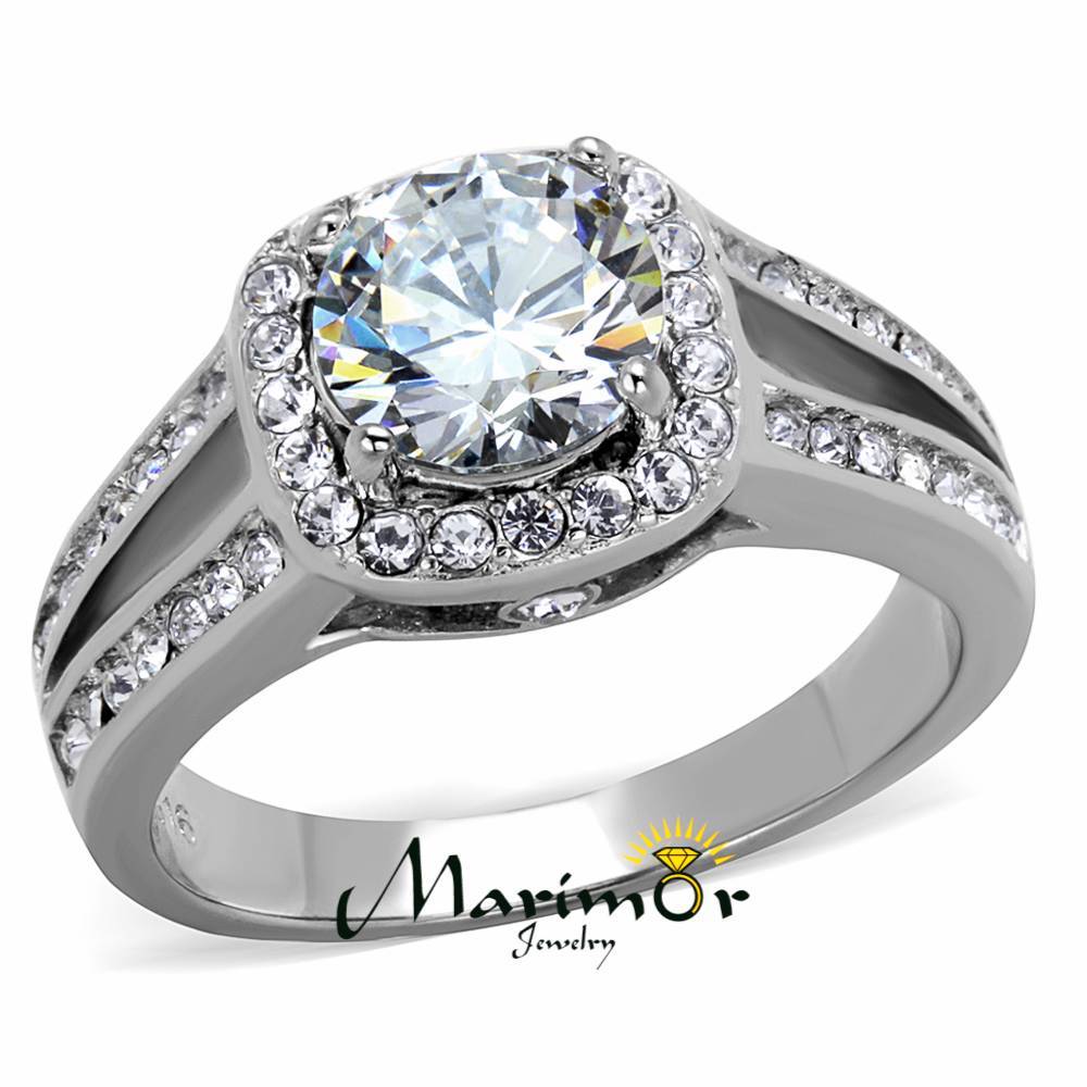 2.95 Ct Halo Round Cut CZ Stainless Steel Engagement Ring Band Women’s Size 5-10