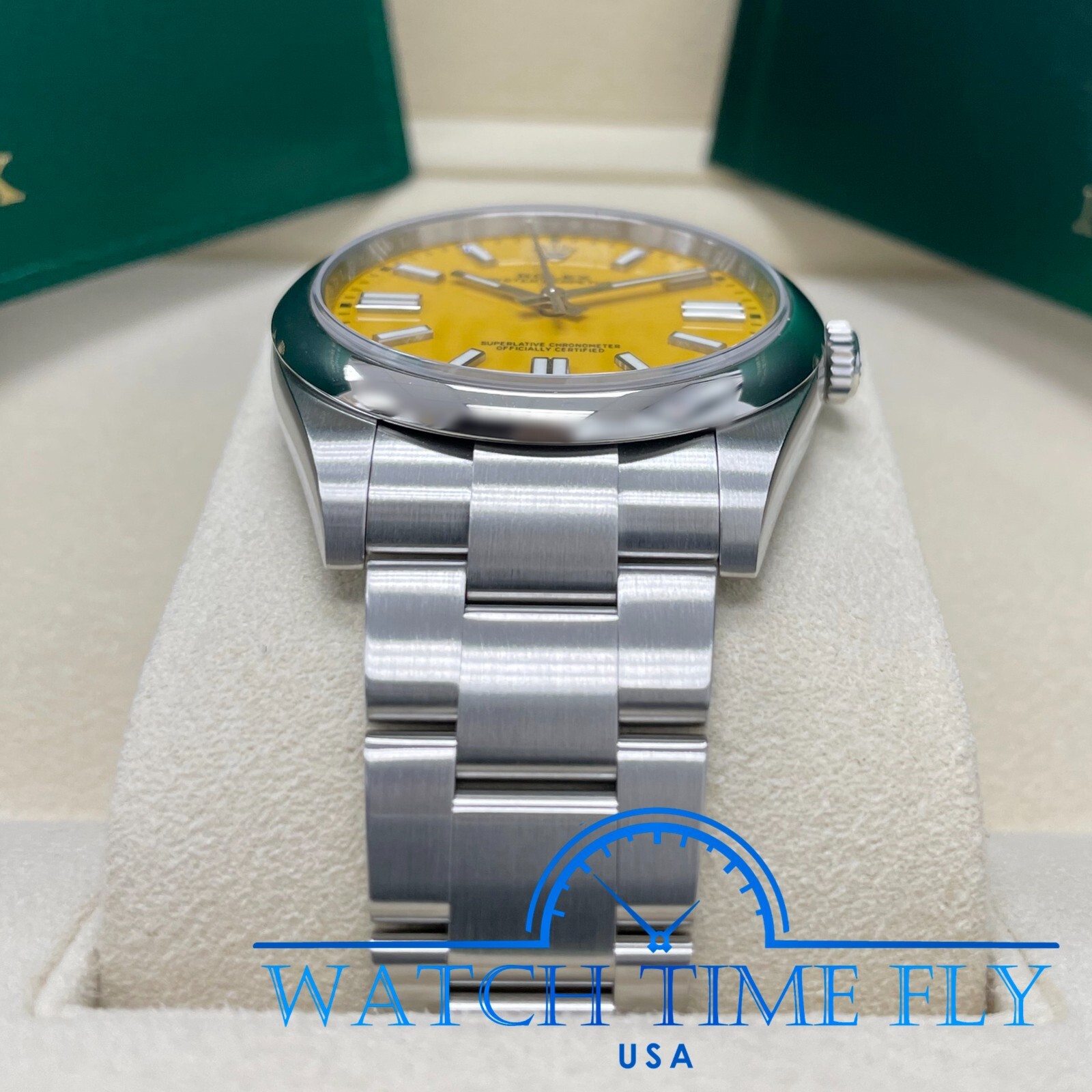 Rolex Oyster Perpetual 41mm 124300 Yellow Dial Stainless Steel Oyster Bracelet
