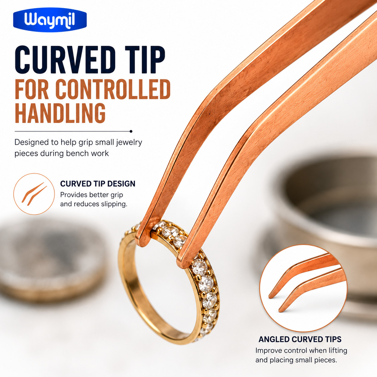 Copper Tongs Curved Tip Copper Tweezers For Pickler Jewelry Pickling Solution