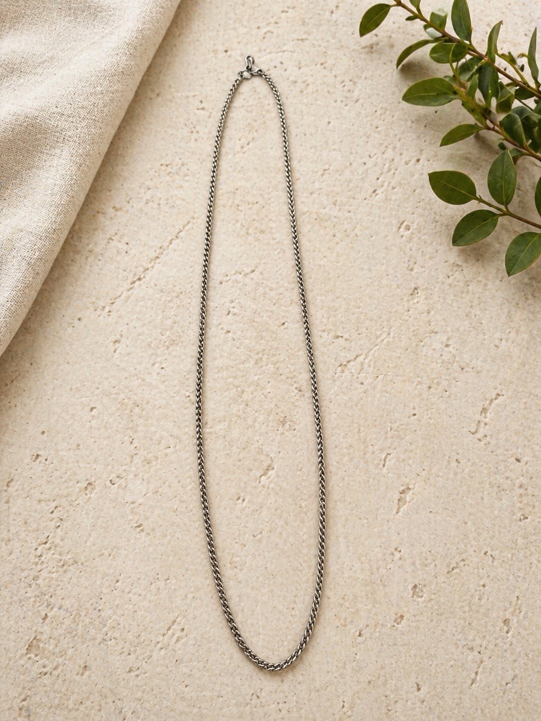 Men’s Silver Foxtail Chain Necklace with Lobster Closure