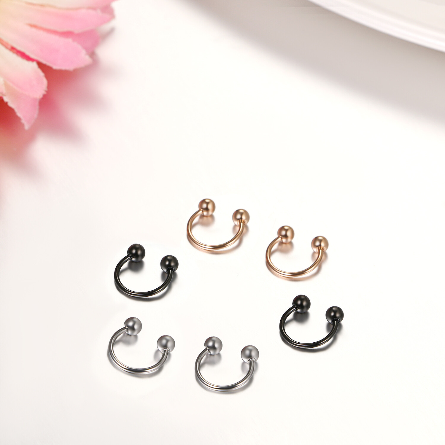 6Pcs 20G Horseshoe Septum Earrings Tragus Lip Nose Eyebrow Body Piercing Ring