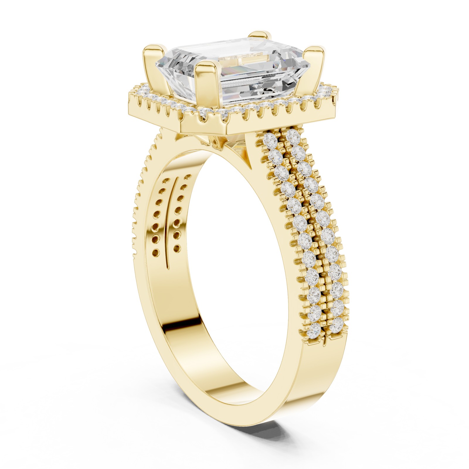 Emerald Cut 2.9 Ct Lab Grown Diamond Ring Classic Women Jewellery 14k Gold Over