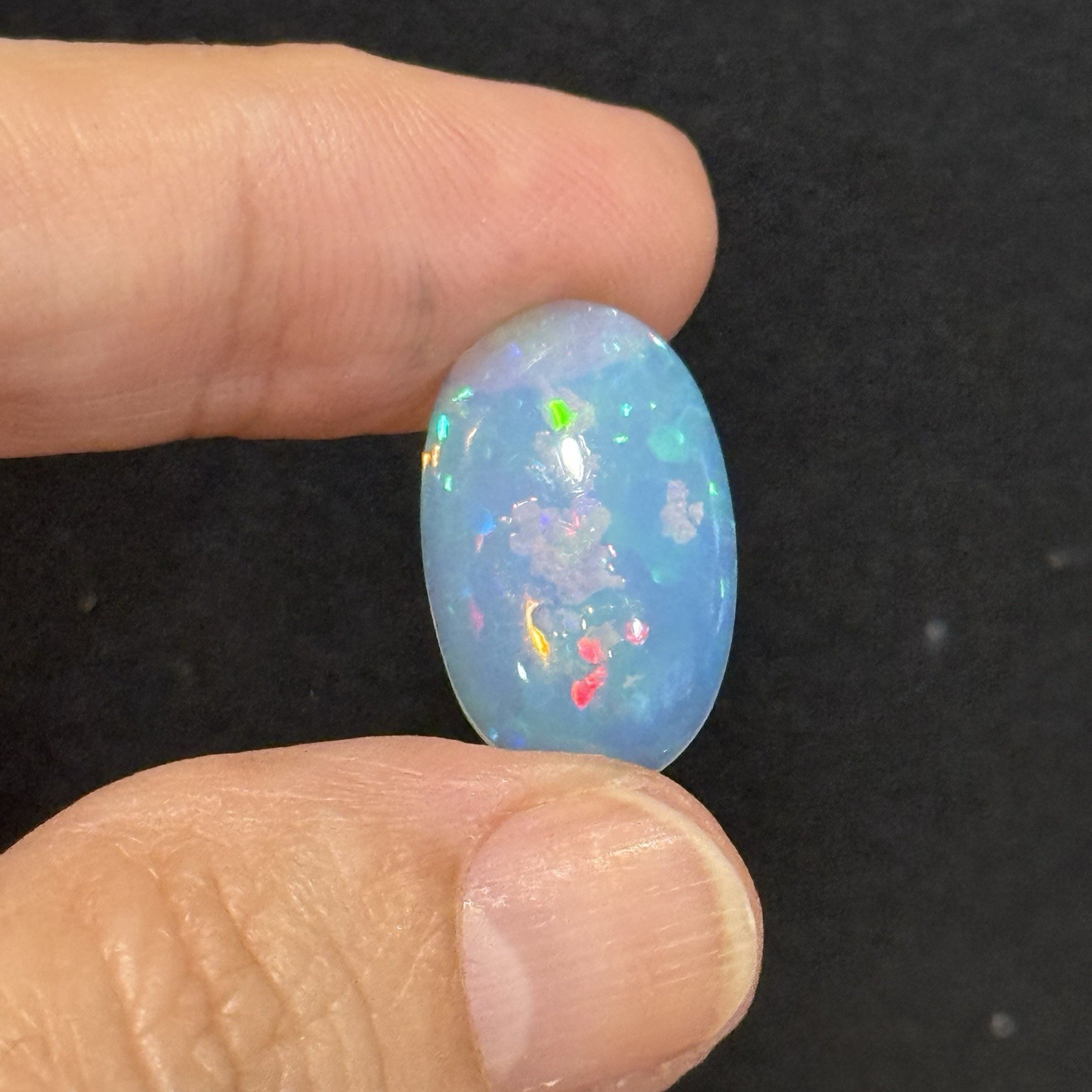 6.10ct 20.7×12.7×4.7mm Fine Galaxy Pin Fire Ethiopian Welo Opal Oval Cabochon