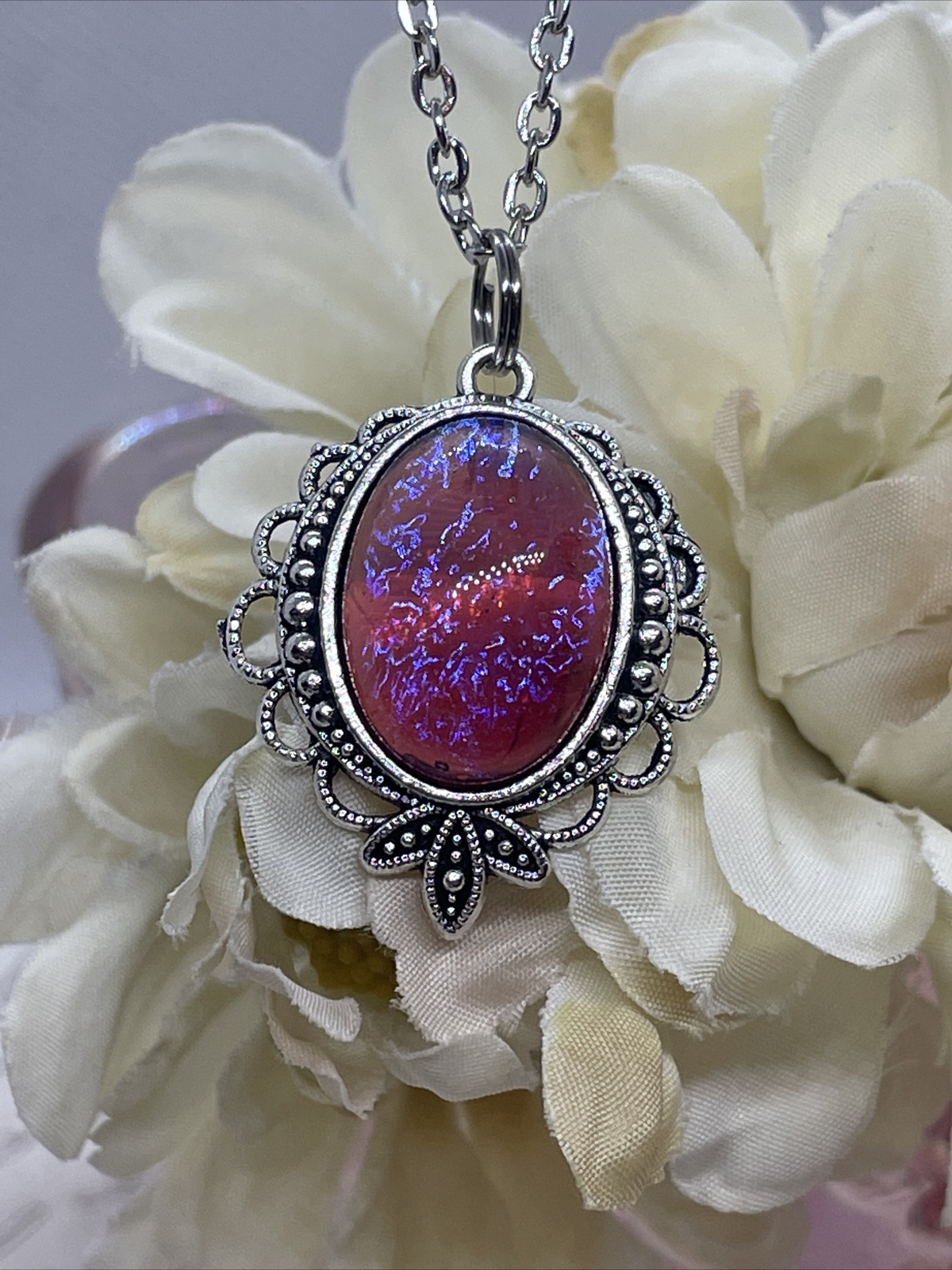 Mexican Fire Opal Dainty Necklace Pendant Anniversary Birthday Gift Mom Daughter