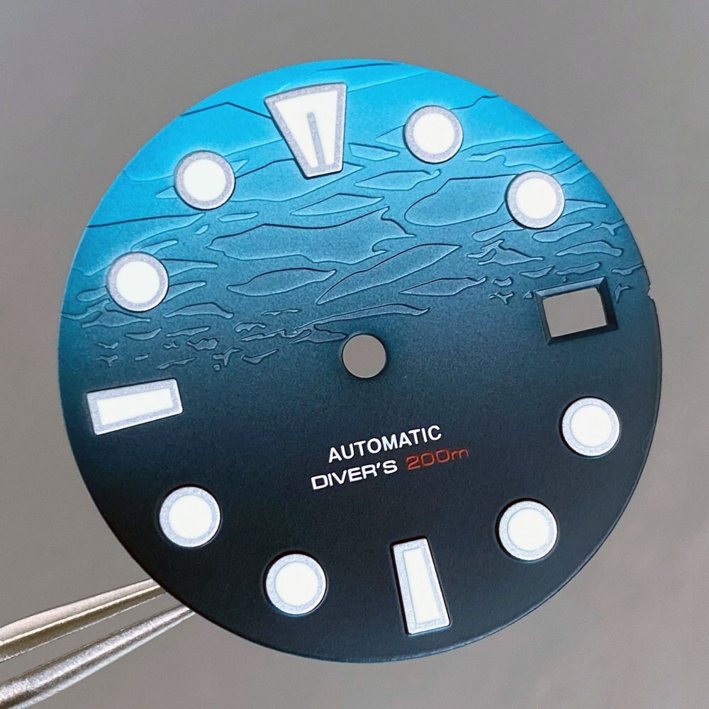 New 29mm Light Blue Ocean Gradient Texture Watch Dial Fit NH35 NH36 NH38 Move