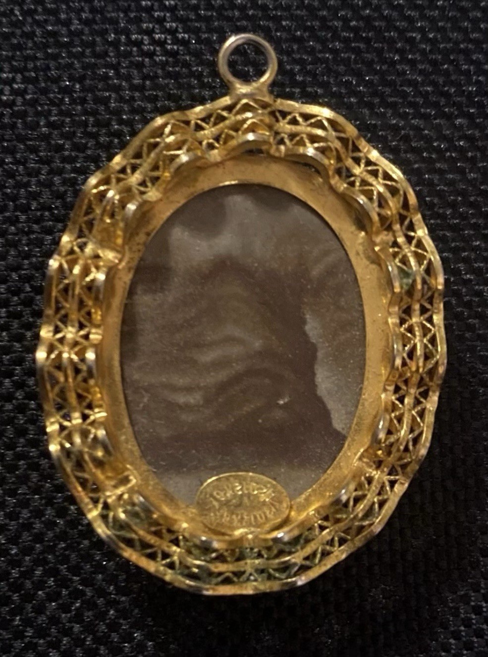 Vintage Simulated Agate Filigree Pendant 1 20 12K Gold Filled 12K GF