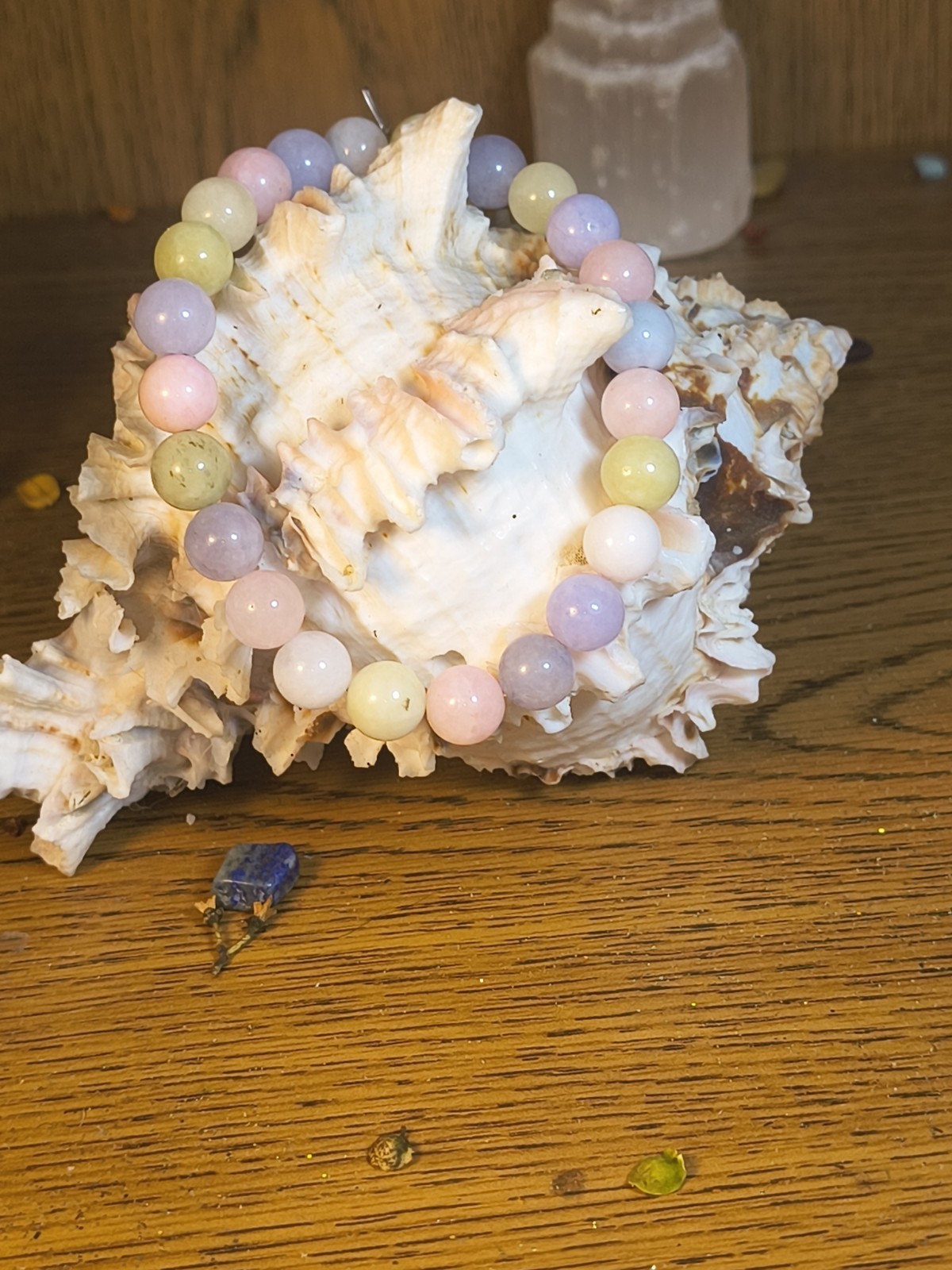Morganite Stone Round Bead Beaded Stretch Bracelet No Clasp