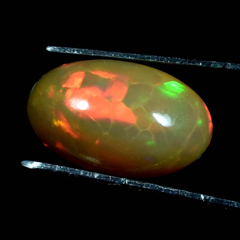 Ethiopian Fire Opal Oval Cabochon 100% Natural Rainbow Fire Gemstones 03.00Cts.
