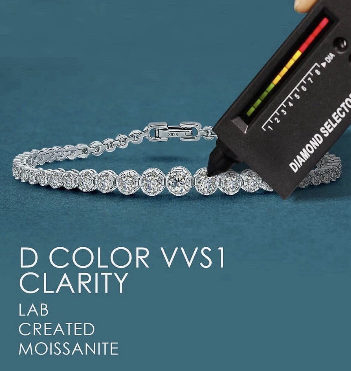 Moissanite Tennis Bracelet D Color VVS1 Graduated 3.17ct 6.5INCH 925 Silver Gift