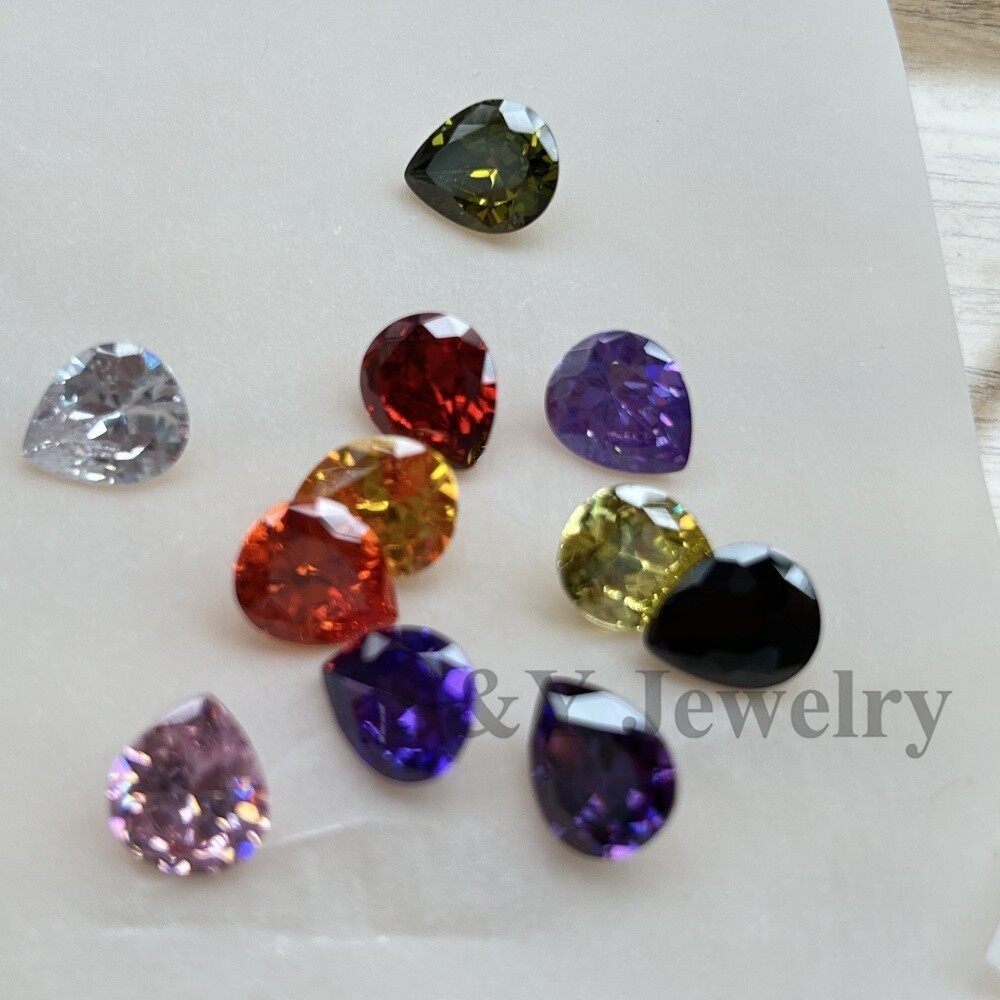 50PCS Pear Cut Multicolored Loose Cubic Zirconia Assorted Sizes 3x5mm-13x18mm