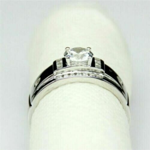 Lab-Created 1.60 Ct White Diamond Men’s Engagement Ring 925 Sterling Silver