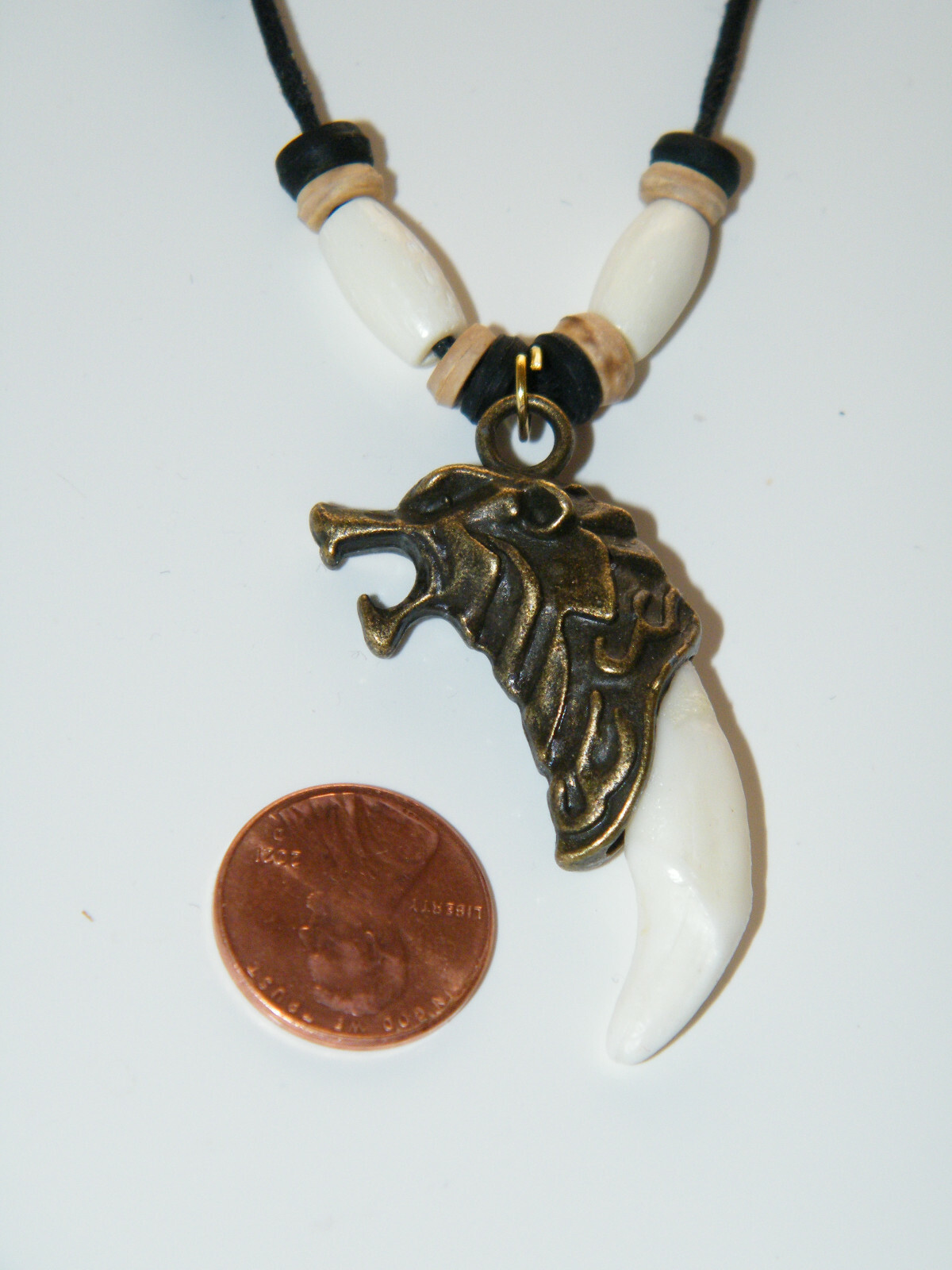 Coyote Necklace WHITE Teeth Real Coyote Tooth Wolvves Head 16″-28″ Beads NEW!