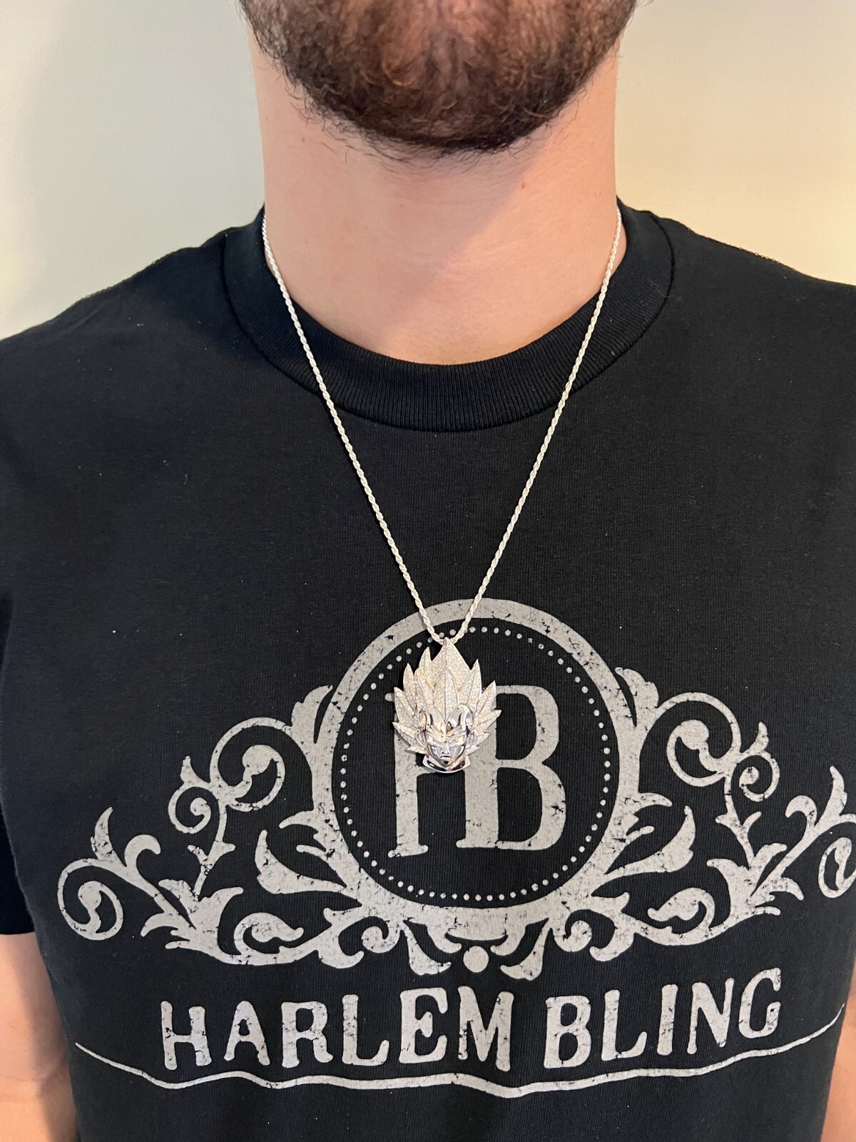 MOISSANITE Real Silver / Gold Plated Iced Goku Super Saiyan Dragon Ball Necklace