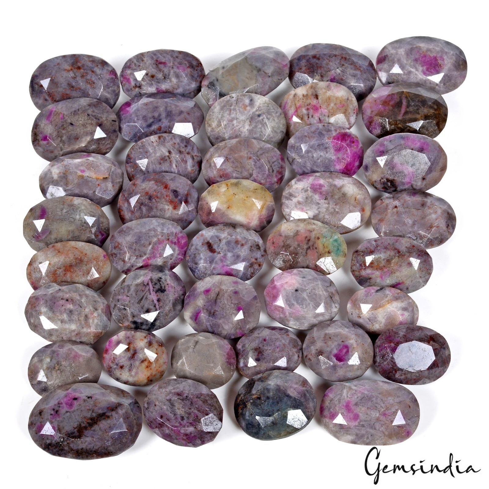 2770 Ct/40 Pcs Natural Ruby in Crystal Matrix Assorted Cut Loose Gemstones Lot