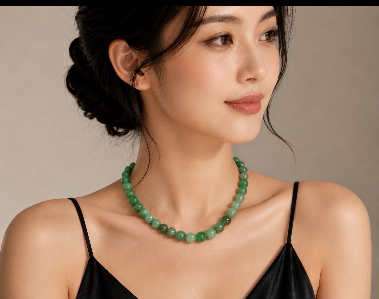 Vintage Green Jadeite Bead Necklace, Presidium Tested, Approx. 18 Inches