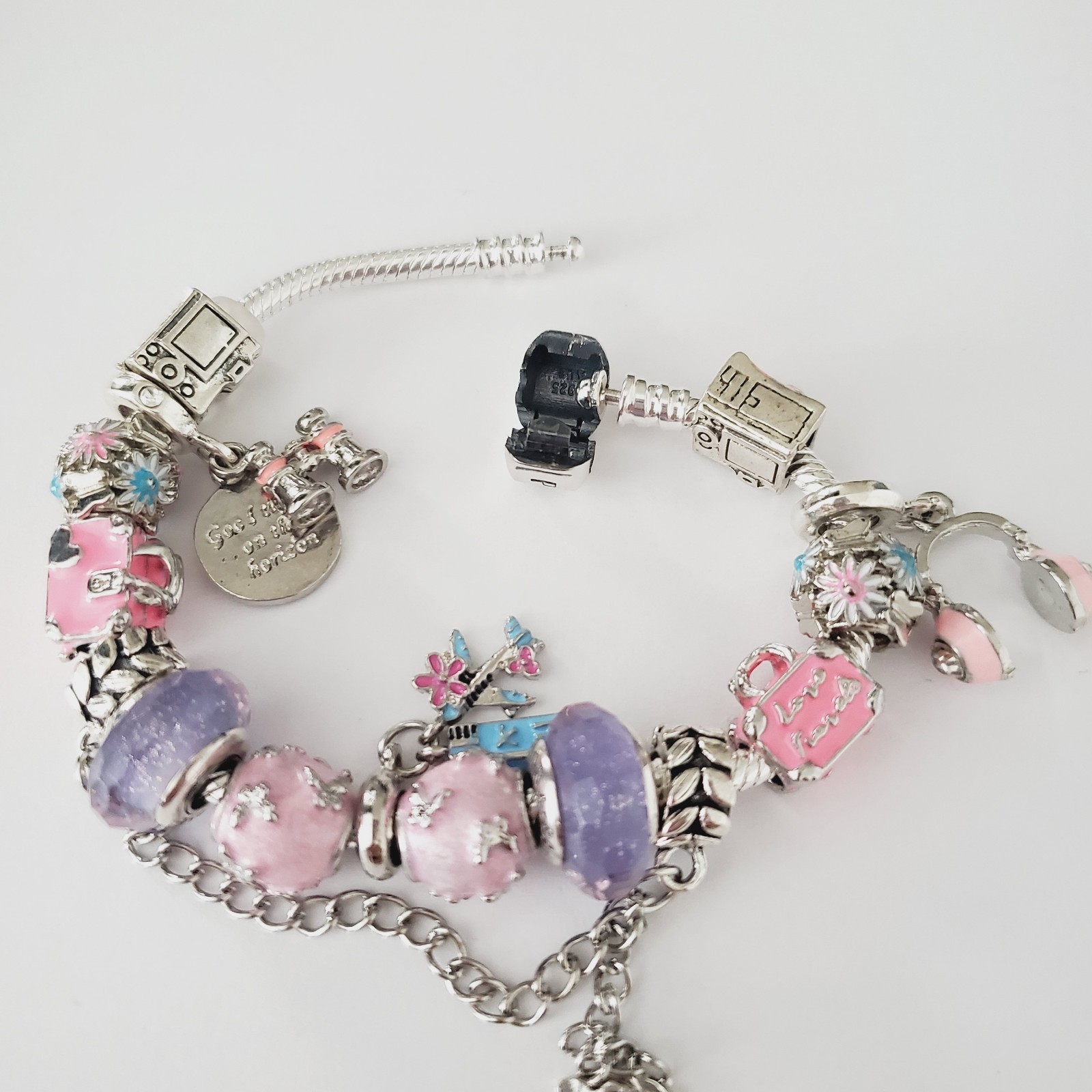 Authentic Pandora Travel Charm Bracelet Multicolor Gift Set New in Box
