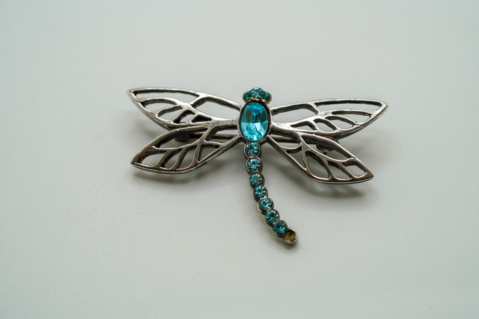 Vintage Lenox Sterling Silver Blue Dragonfly Missing 1 Stone 3.6cm Brooch JB11