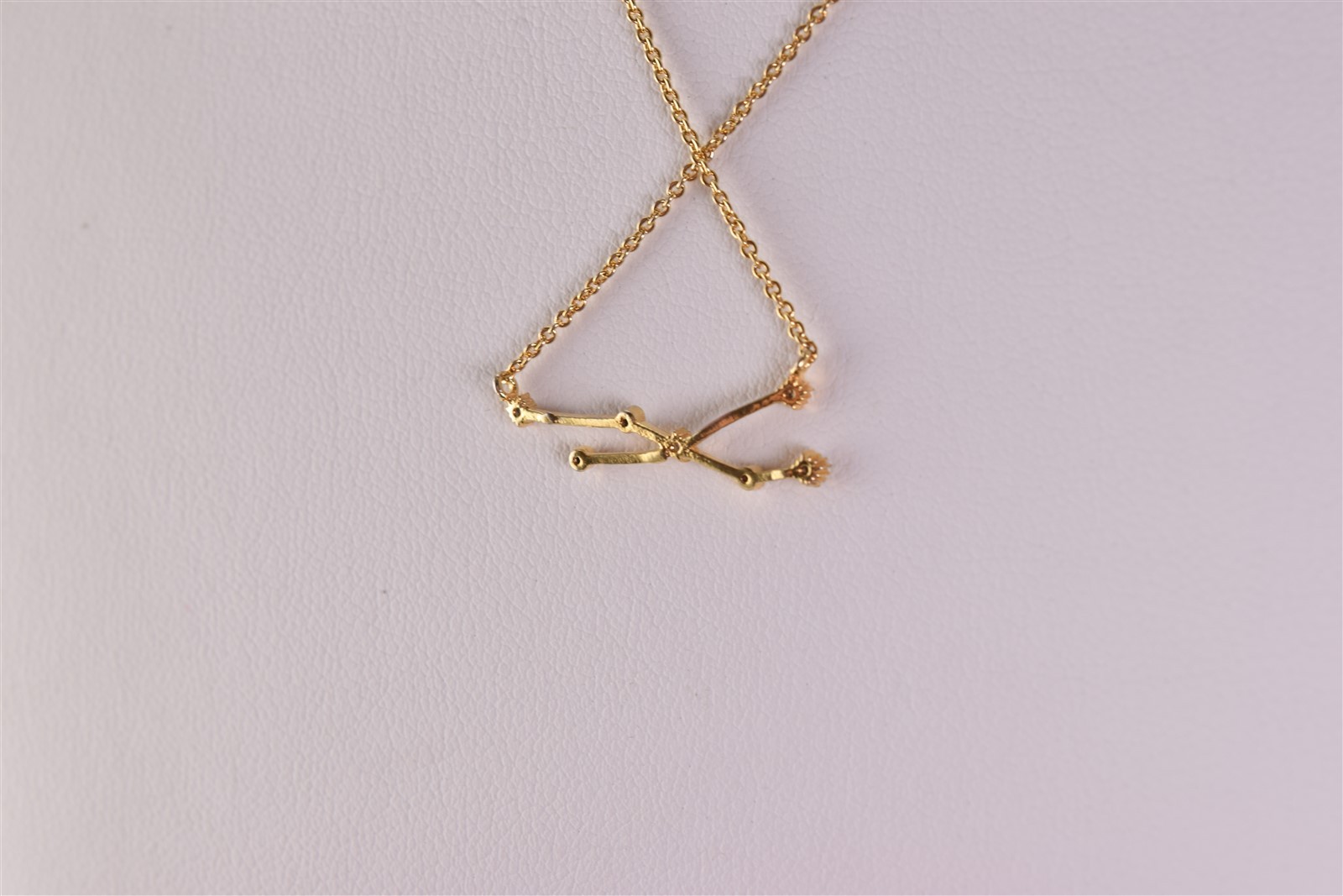 Gold over Sterling Silver 8mm x 25mm Accented Branch Station Pendant 17″ Chain