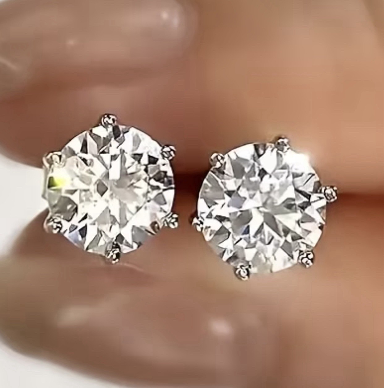 3 Pairs White K Cubic Zirconia Earrings # 0062, 0063, 0064, 0065 Box Included.