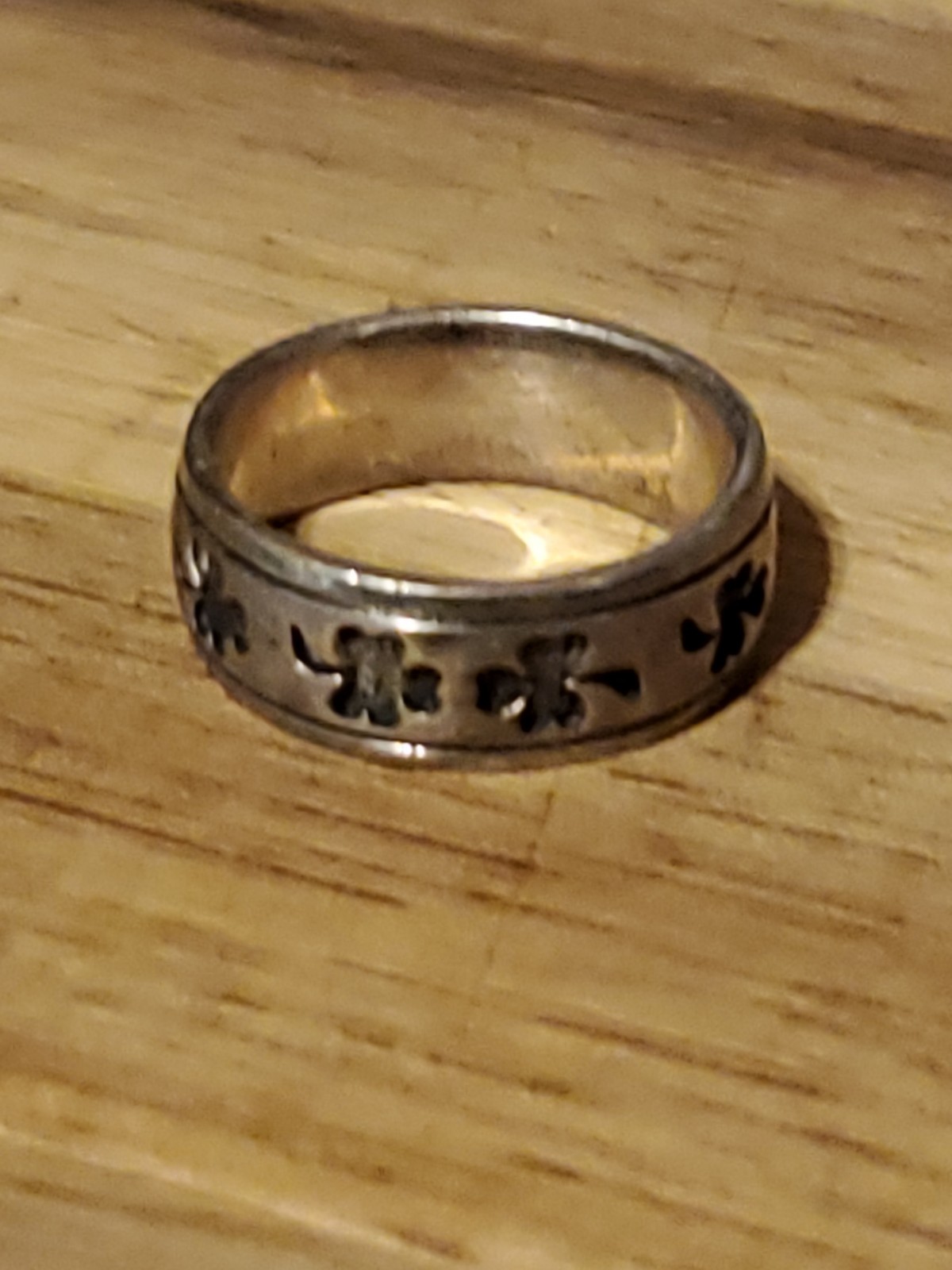 Peter Stone Shamrock Celtic Clover Eternity Sterling Band PSCL Ring Size 9