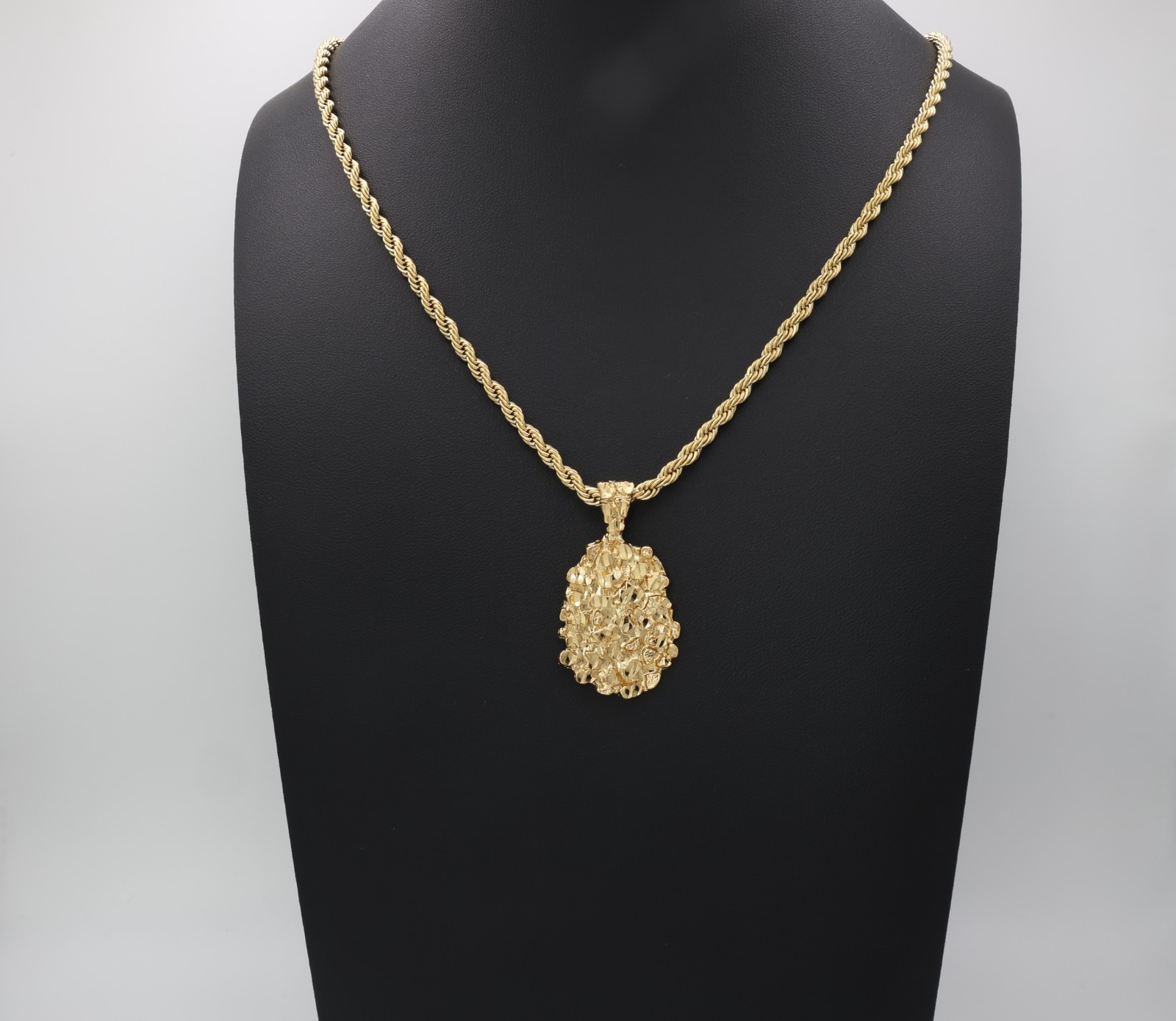 Gold Nugget Necklace, Gold Nugget Chain, 14k Heavy Plated Gold, 4mm French Rope