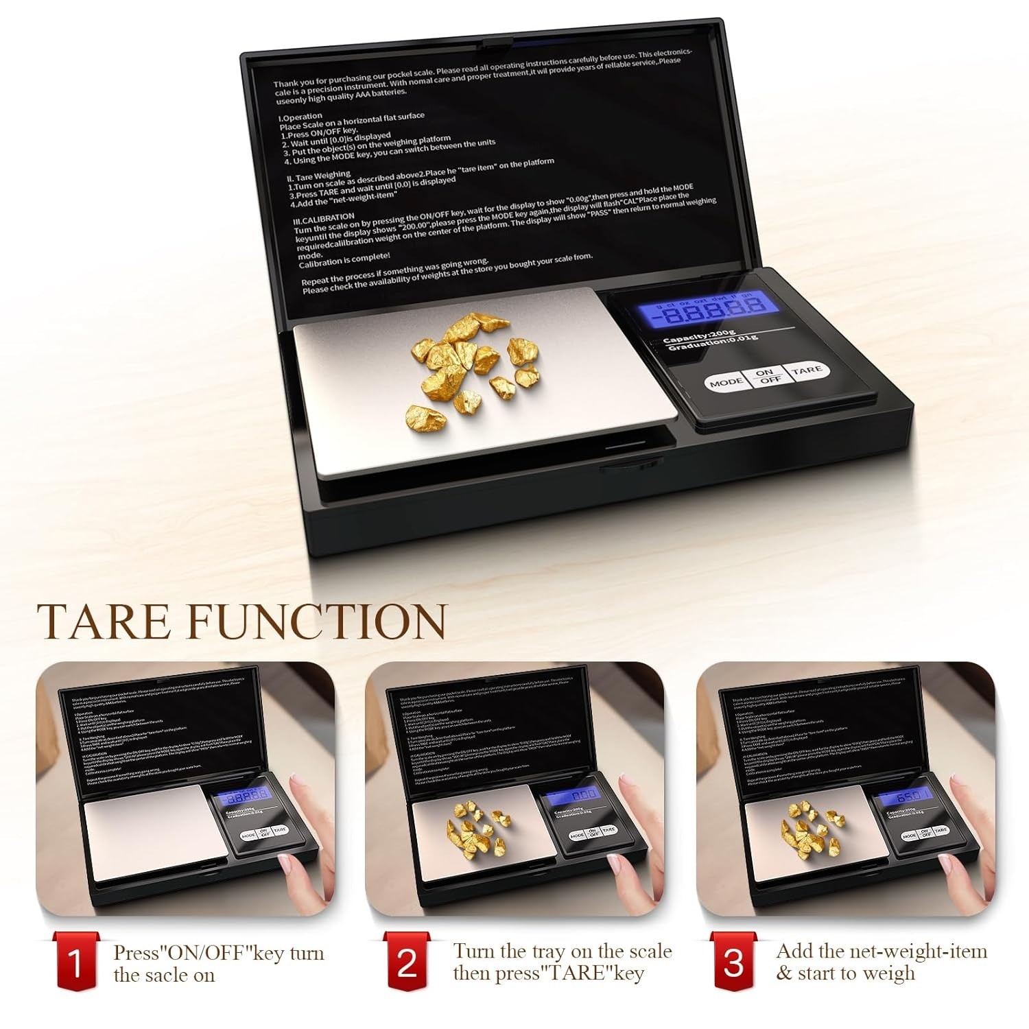 Milligram Scale 50G/0.001G, Portable Jewelry Scale .001 Gram Accuracy, Mg Scale,