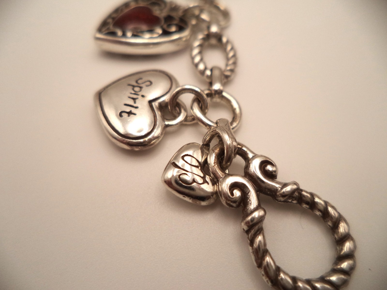 Brighton Heart Charm Bracelet Plus Stack Lot 7pc Faith Inspiration Cross