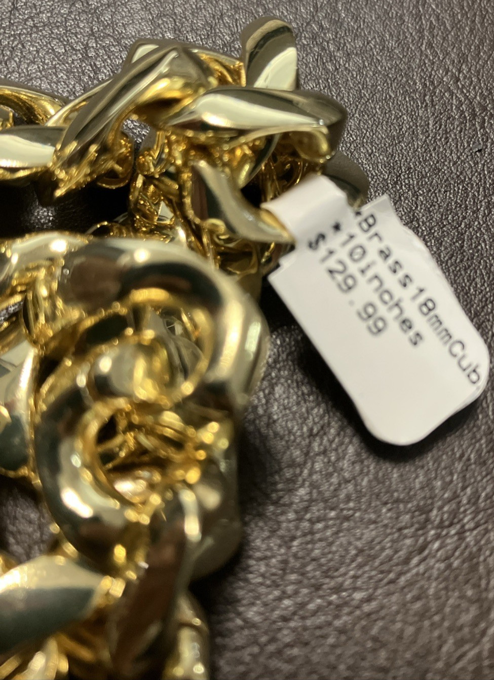 Gold-Plated Base metal Brass Jumbo Bracelet 18mm 10 Inches 129 Grams