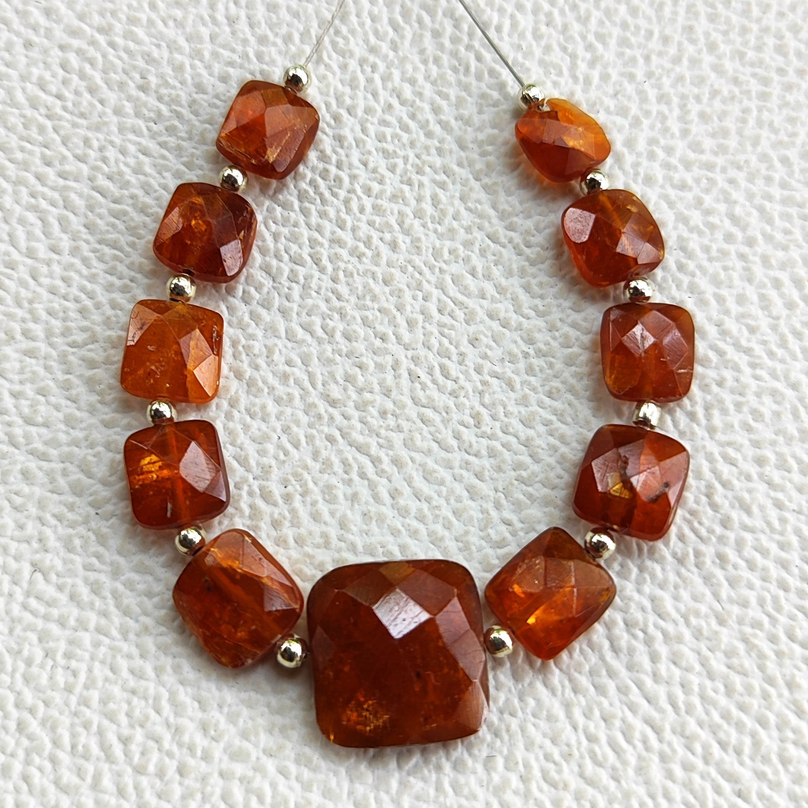 Natural Orange Kyanite 7-12mm Faceted Cushion Beads 4.5 In Tanzania Strand