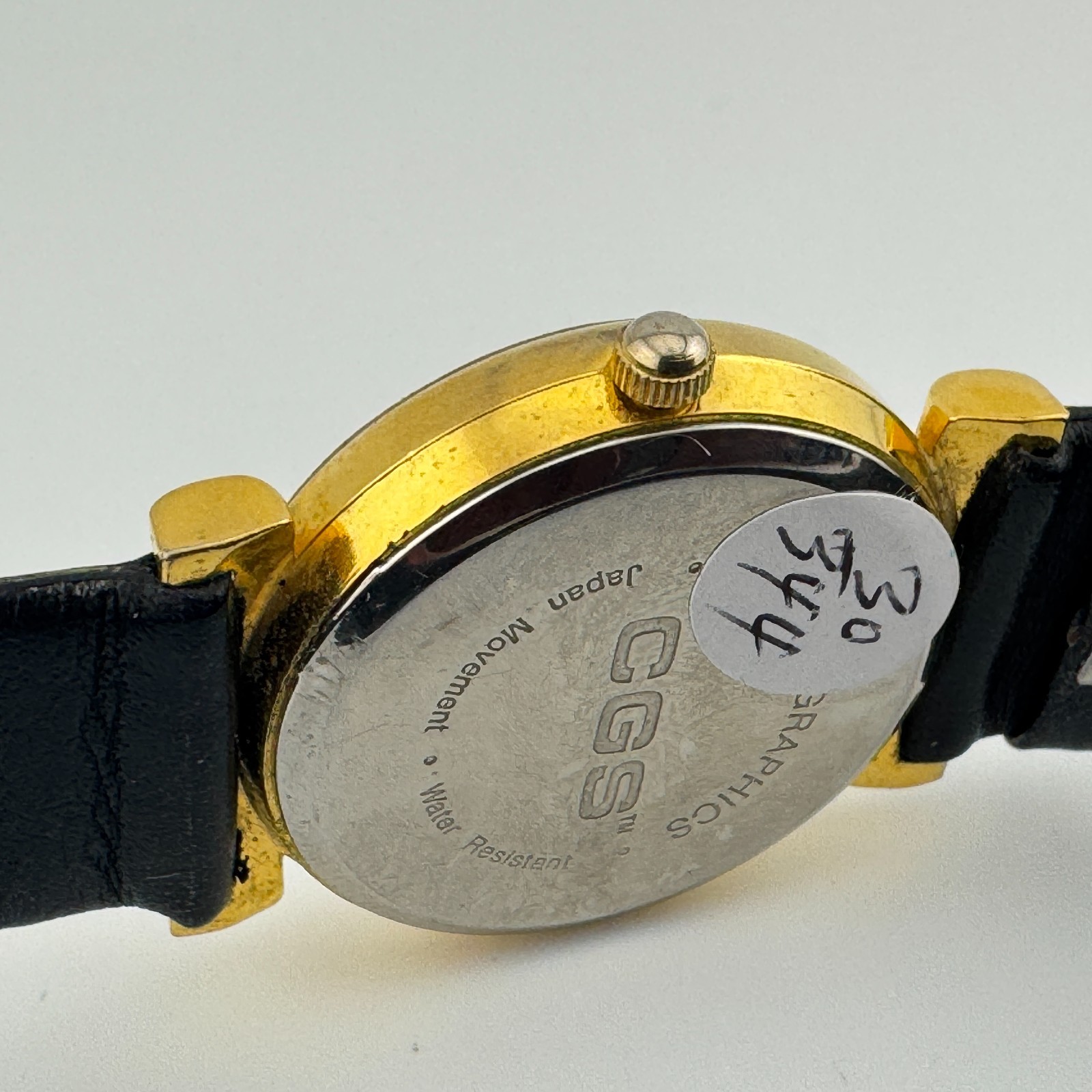 Vintage CGS United Kingdom Quartz Watch Unisex Gold Leather Analog New Battery