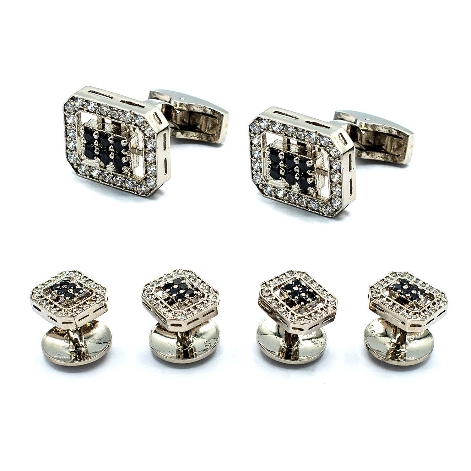 925 sterling silver men cufflinks with Tuxedo Buttons Unique Cufflinks