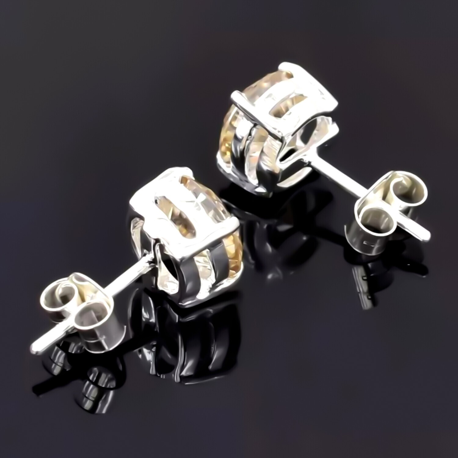 4.40 Ct Champagne Diamond Stud Earrings In 14k White Gold – Wedding Gift Jewelry