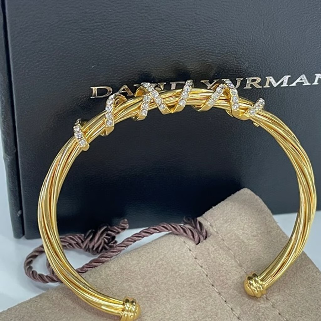 David Yurman 4mm Cable Classic Bracelet with 18K Gold /Diamond