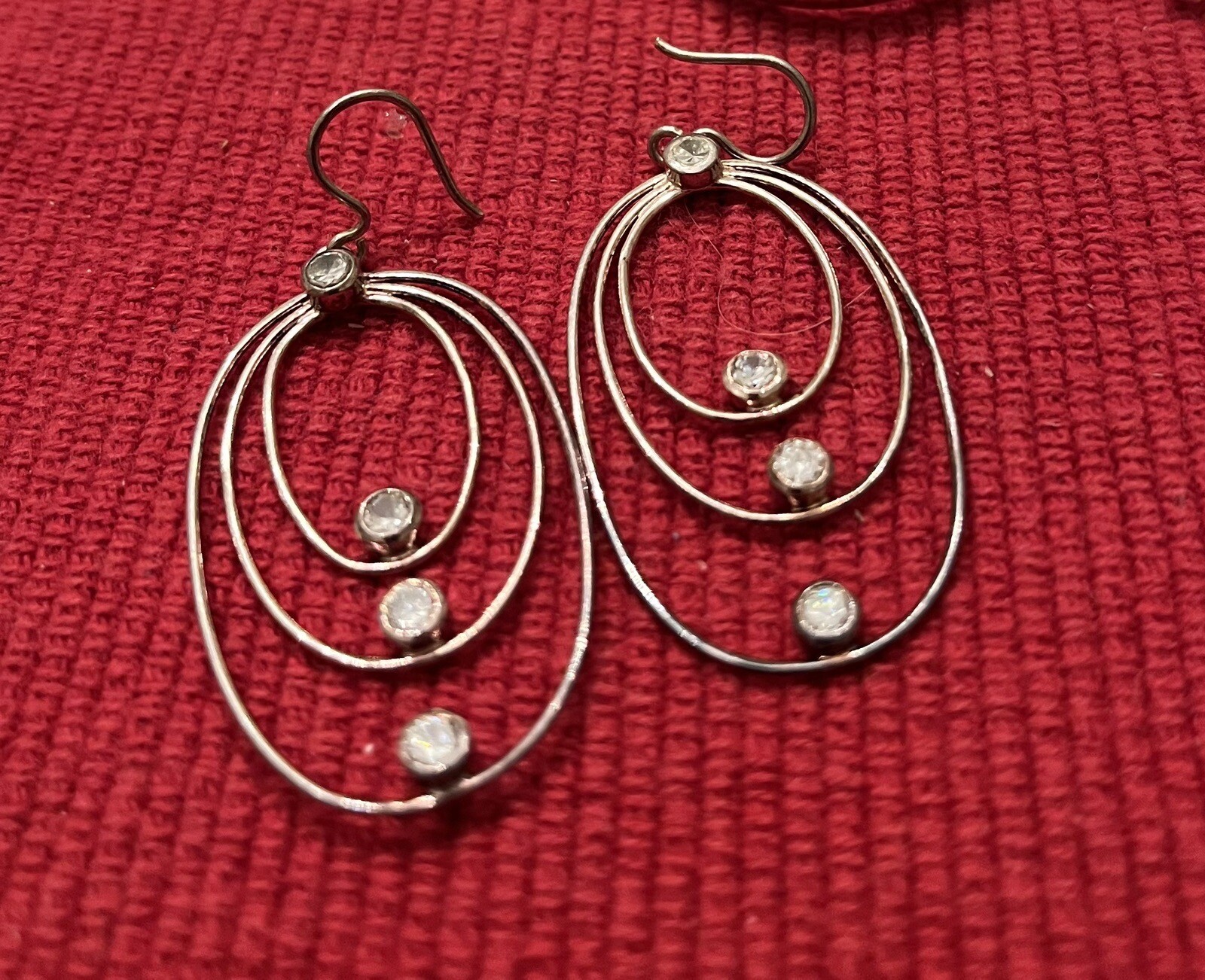 EARRING RHINESTONE & 925 SILVER. ALL OCCASION ELEGANCE 4 PAIRS